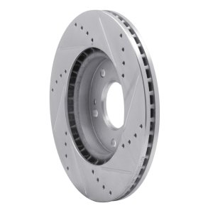 Hyundai Veloster Brake Rotor (1) - Front Left - R1 Concepts - Drilled & Slotted - Silver - `11-`25